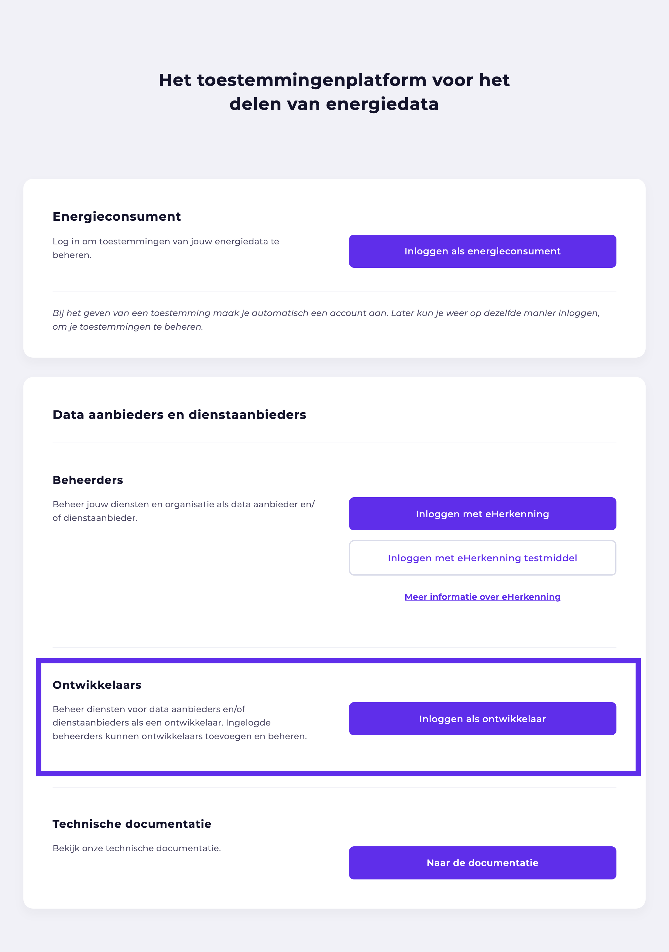Inloggen als ontwikkelaar